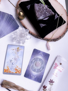 A table with witchcraft items.